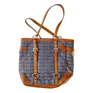 Coach Navy Blue Signature Canvas Tote
